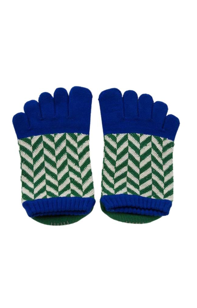 4304 blue green grip toe yoga socks