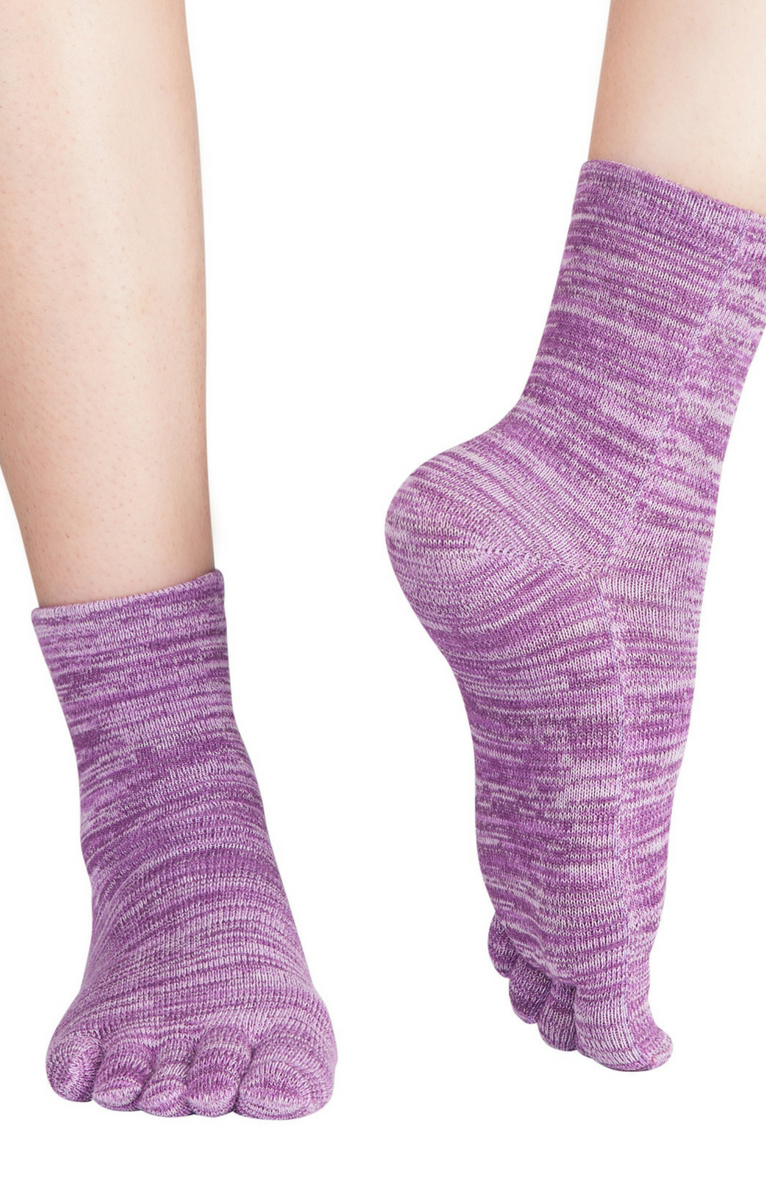 4690 purple heather toe socks