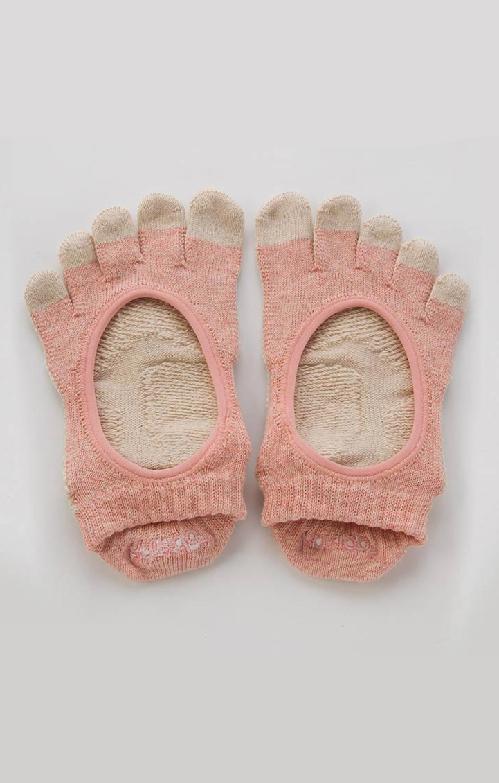 5210 pink oganic cotton toe grip yoga socks pilates