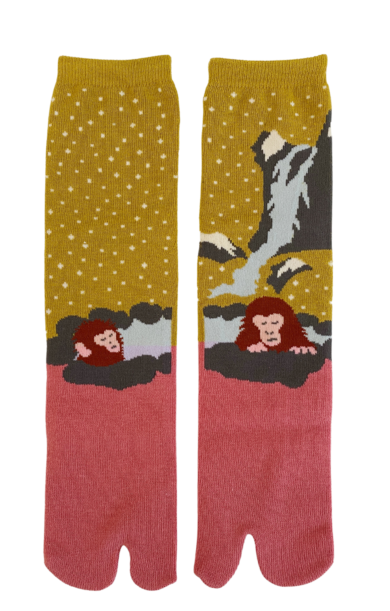 5436 onsen bath monkey toe tabi socks pink