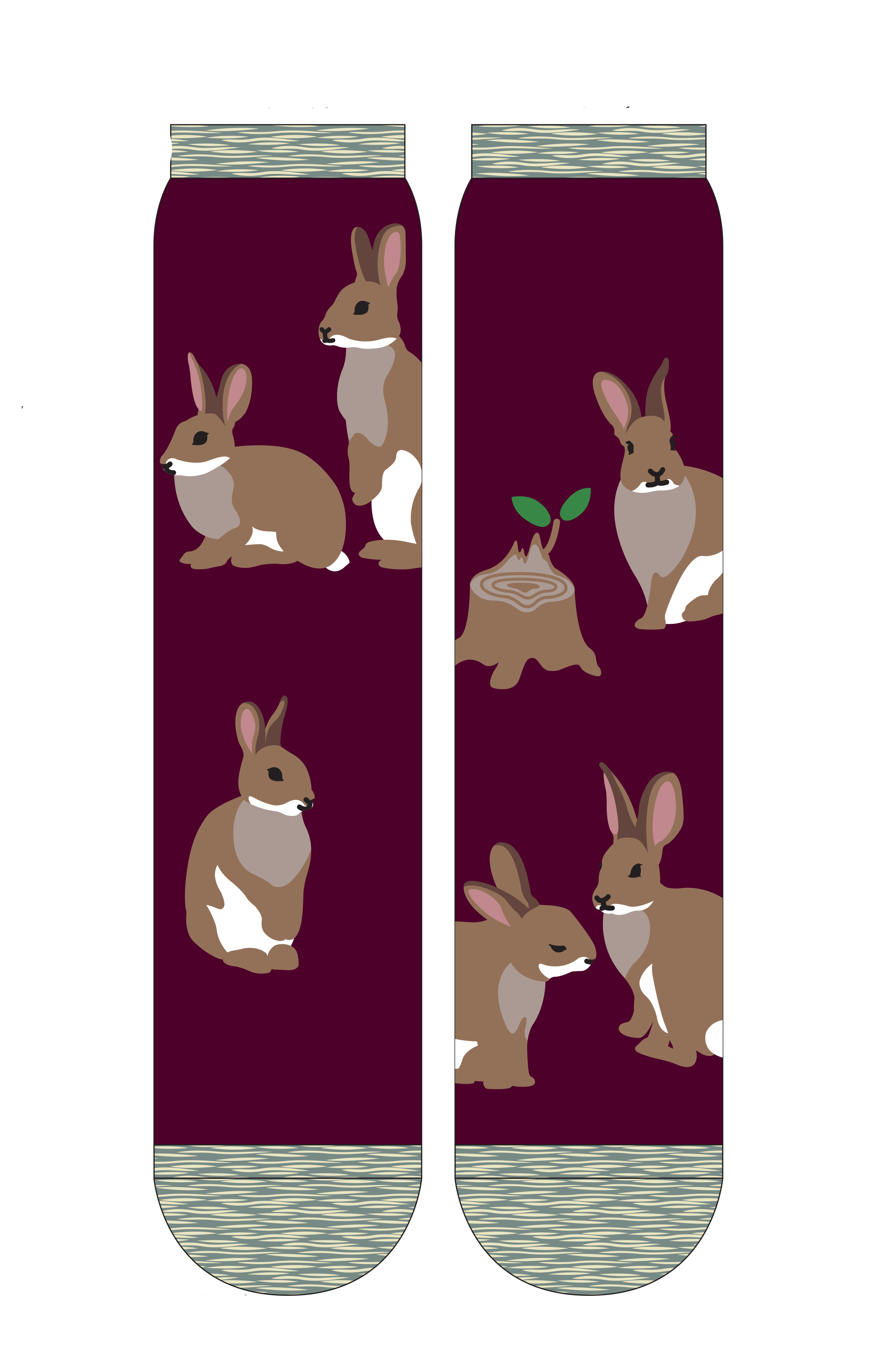 5488 rabbit socks bunny burgundy red