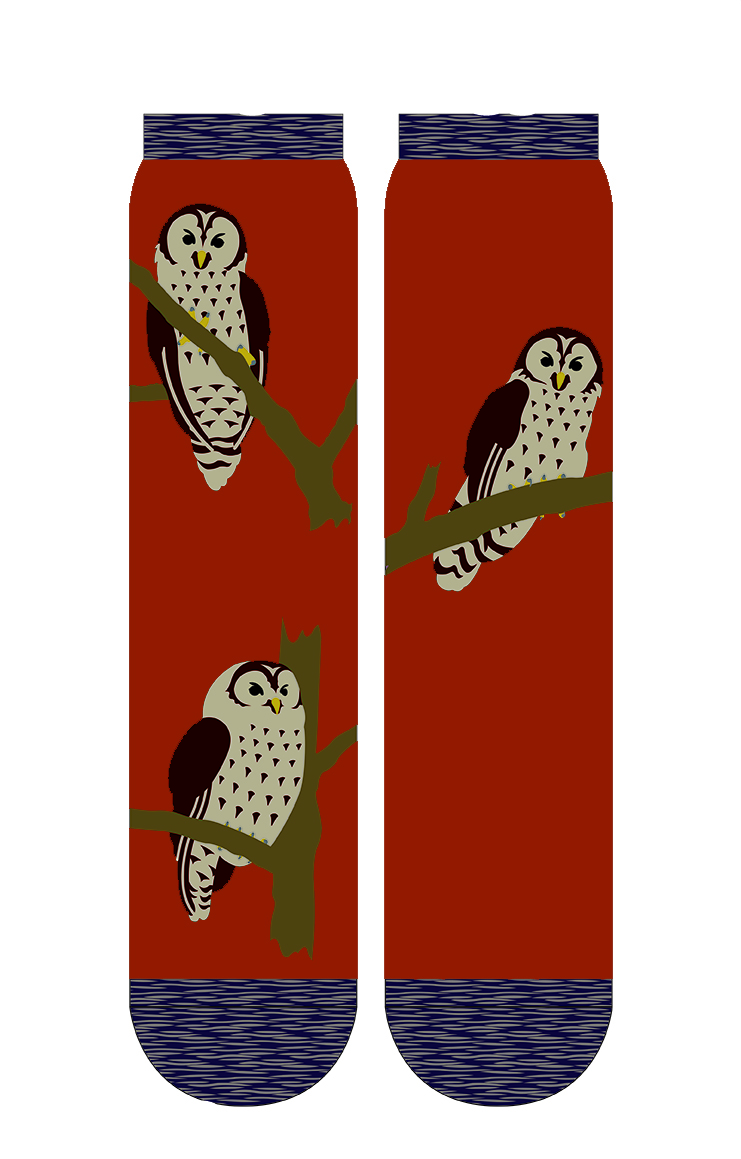 5491 orange owl bird animal holiday gift socks