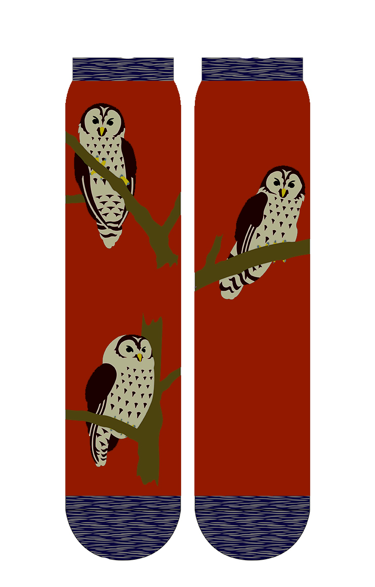 5496 orange owl bird animal holiday gift socks